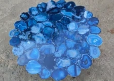 24" Blue Agate Gemstone Center Sofa Coffee Tabletop Handmade Home Decor Furnitur