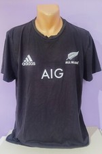 All Blacks New Zealand rugby adidas tshirt tee Large AIG