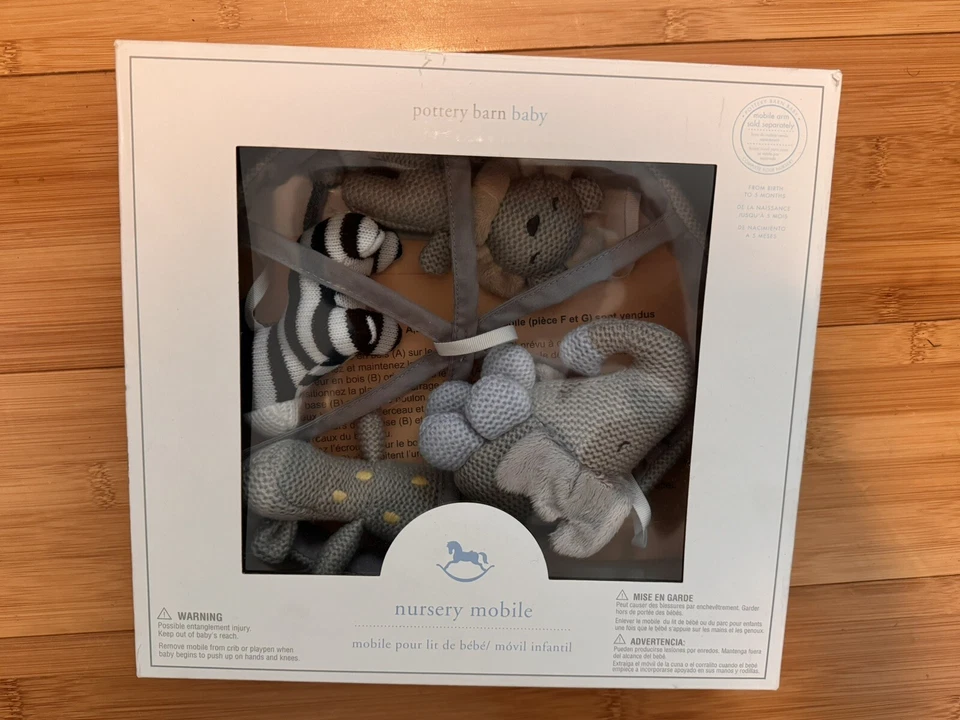 Pottery Barn KIDSBABY вязаный животных кроватки мобильный и белый кроватки руки с музыкой - Изображение 4 из 4