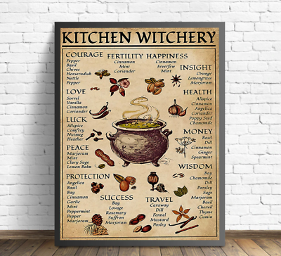 Kitchen Witchery Wall Poster Witchcraft Art Magic Canvas Painting Home Decor