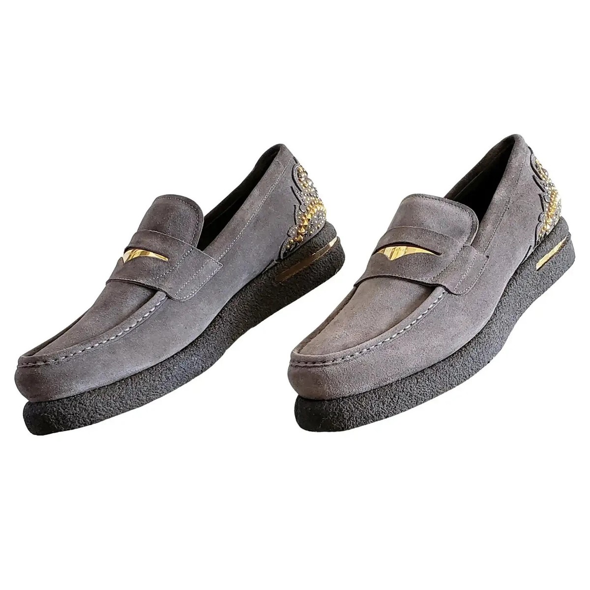 Versace Gray Loafers VERSACE Gray Suede Loafers New And Authentic (Men main image 4
