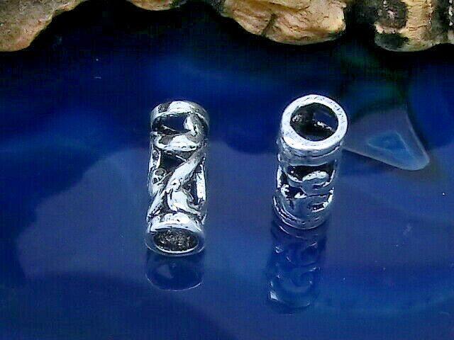 2 Piezas Pequeño Perla de Barba Pelo con Decoración 925 Plata de Ley Ø 2,5mm