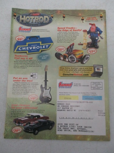 GENUINE HOT ROD HARDWARE INC HOLIDAY X-MAS 2008 CATALOG CAR AUTO COLLECTIBLES - Picture 2 of 2
