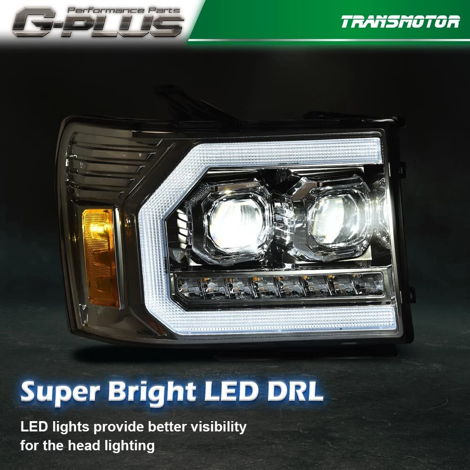 Faro proyector tubo LED DRL apto para GMC Sierra 1500 2500HD 3500HD 2007-2013 Foto 3 de 4