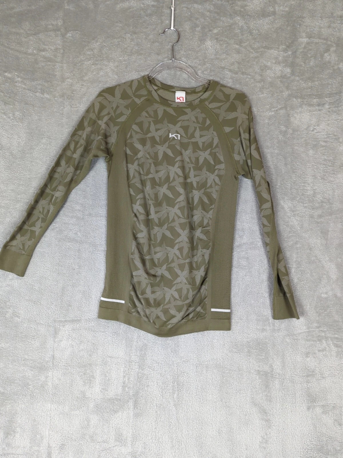 2 - Kari Traa Butterfly Long Sleeve Base Layer womens Top L/XL Tweed Green