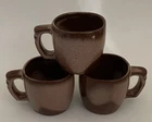 3 Vintage 1960's Frankoma Plainsman Brown Stoneware 5C 8 oz Cups Mugs Exc. Cond.