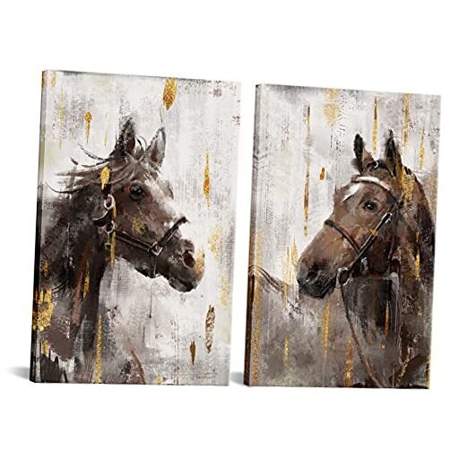 Wall Art - Horse Portrait Painting, Rustic Art Print, Framed Canvas Prints,