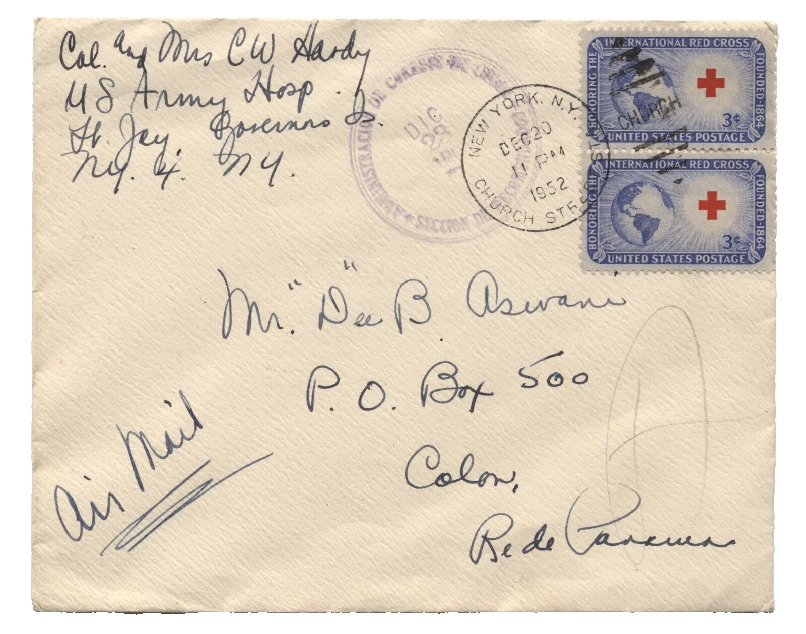 Cruz roja usada estampillas de Estados Unidos