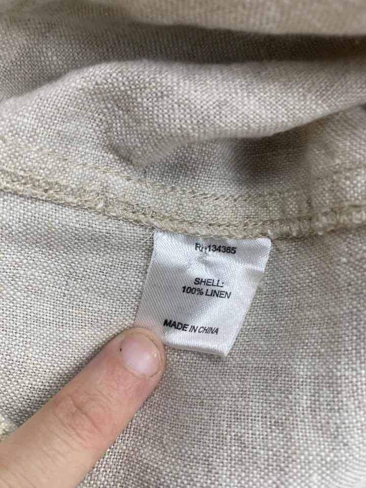 Pantalones Sigrid Olsen Mujer 10 Lino Tiro Alto Pierna Ancha Calce Relajado Pantalones de Carrera Foto 4 de 4