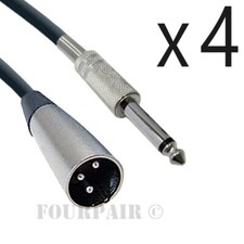 4 Pack Lot - 6ft XLR 3-Pin Male to 1/4" Mono Shielded Microphone Mic Audio Cable