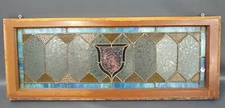Antique Stained Slag Leaded Opalescent Amber Glass Transom Window Tulip Bell