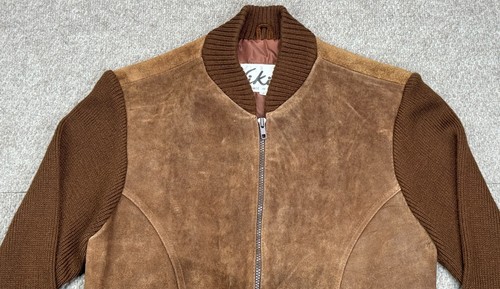 Niki Herren Vintage durchgehender Reißverschluss braun halb Wildleder Pullover Jacke Größe Small - Bild 4 von 13