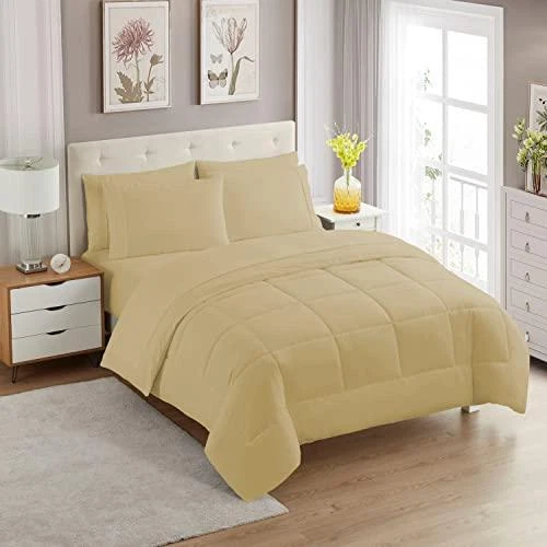 Sweet Home Collection 7 Piece Comforter Set Bag Solid Color All