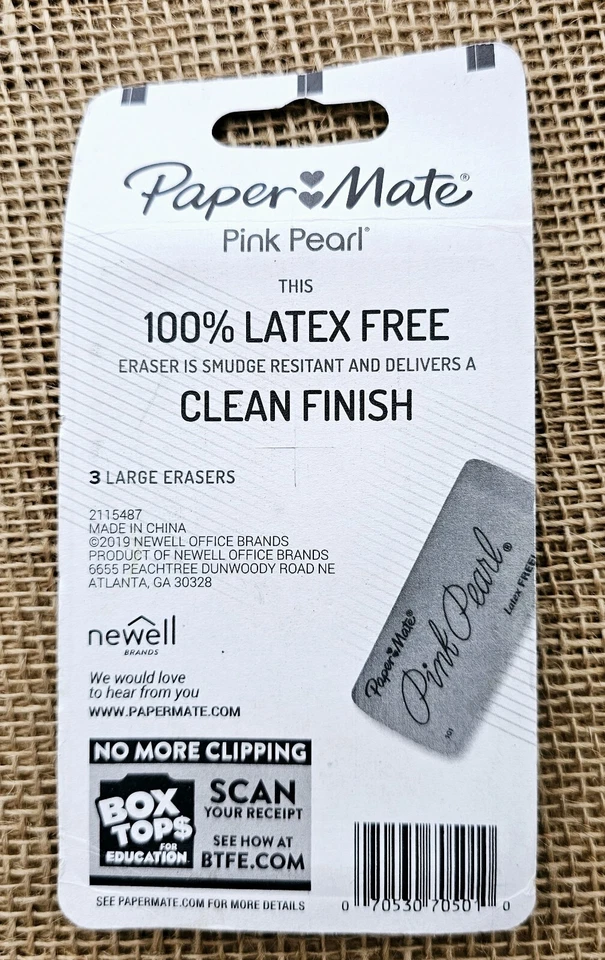Paquete de 3 gomas de borrar grandes Paper Mate rosa perla Foto 2 de 2