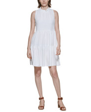 Calvin Klein Womens Ruffled Mini Fit & Flare Dress