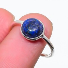 Lapis Lazuli Gemstone 925 Sterling Silver Handmade Jewelry Ring Size 8 US 