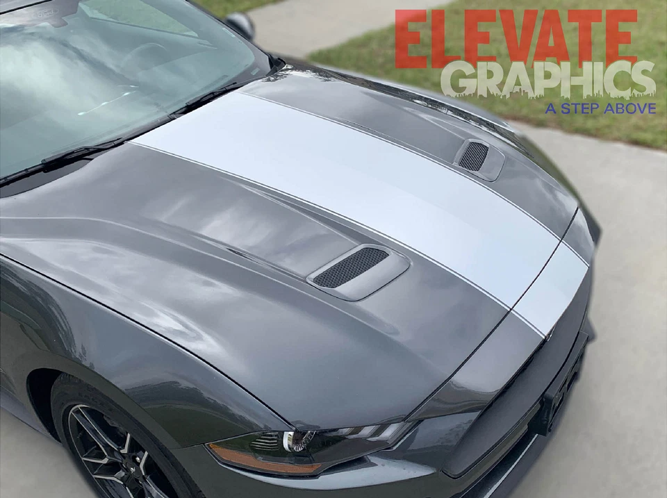 Calcomanías adhesivas de rayas de vinilo con gráficos laterales y capó 2015-2023 para Ford Mustang Foto 4 de 4