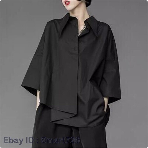Japanische Damen unregelmäßige Kurzarm Bluse Top locker Harajuku Shirt Freizeit - Bild 18 von 26