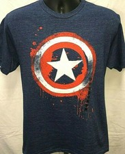 Captain America Official Licensed T-Shirt Shield New Blue Vintage Marvel