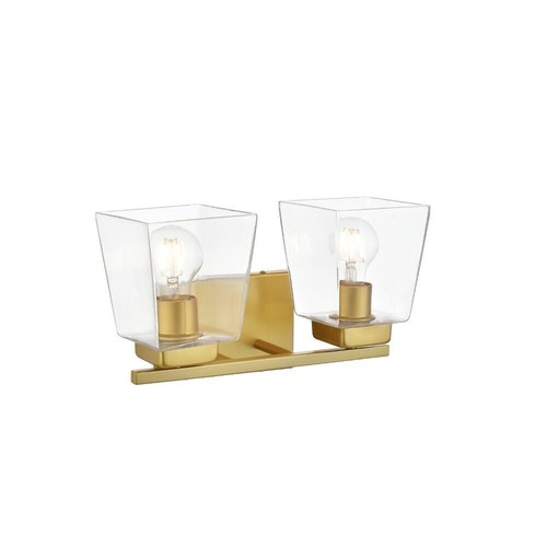 Bathroom Vanity Wall Sconce Lighting Light Fixture with Glass Shades Brass 14 in - Picture 4 of 7