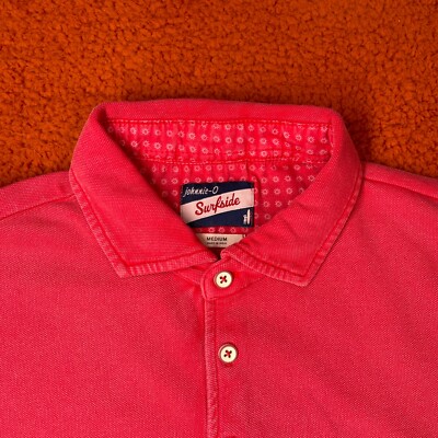 JOHHNIE-O Polo Shirt Mens MEDIUM Surfside Washed Malibu Red Surf Golf Jersey NEW