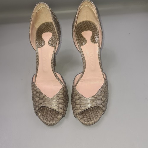 Tacones Chloé Gris Piel de Serpiente Reino Unido 4.5 UE 37.5 Peep-Toe Texturizados Sin Cordones Canchas De Colección - Imagen 8 de 24