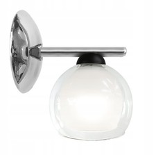 Image of Wall Lamp Chrome White Shade E27 Bulb Holder 60w Polished Metal
