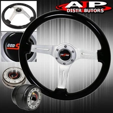 Gunmetal Quick Release For 03-15 Accord Black Wood Chrome Center Steering Wheel