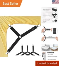 Sheet Holders, 4 pcs Adjustable Bed Sheet Straps, Fitted Sheet Holder Clips F...