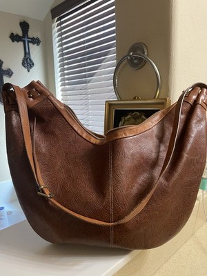 Furla Brown Embossed Geometric Shoulder Bag Zip Closure Preloved Fair Condition