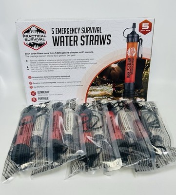 Practical Survival 5 High-capacity Emergency Water Straws Lightweight NEW IN BOX