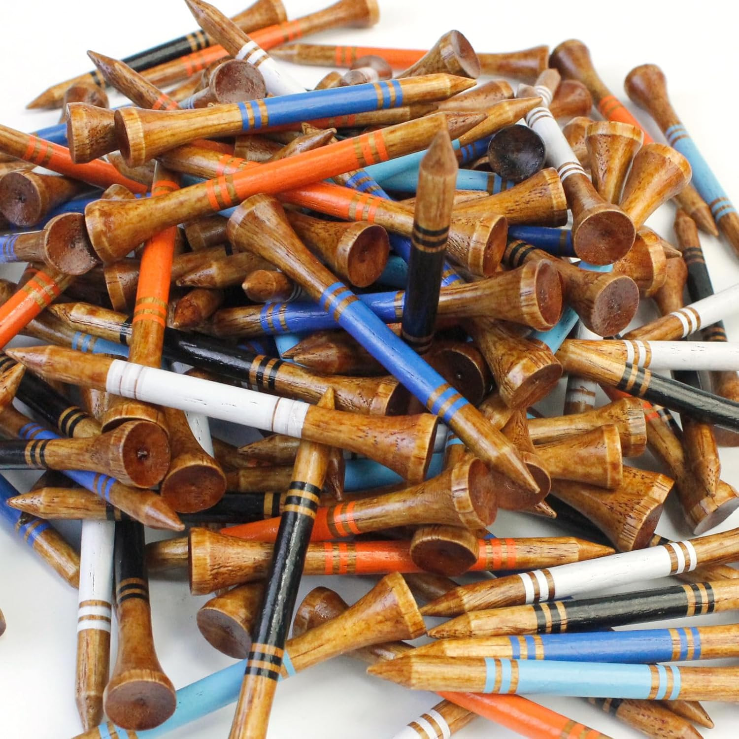 Wood/Bamboo Golf Tees 3-1/4, 2-3/4 Inch Golf Tees 50/100 Pack, Highly Bright Col
