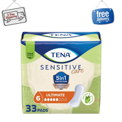 Tena Sensitive Care Ultimate Absorbency Incontinence Pad for Women, White, 33Ct