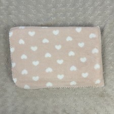 Pale Light Pink White Hearts Baby Blanket Stitched Edge Security Lovey Pastel