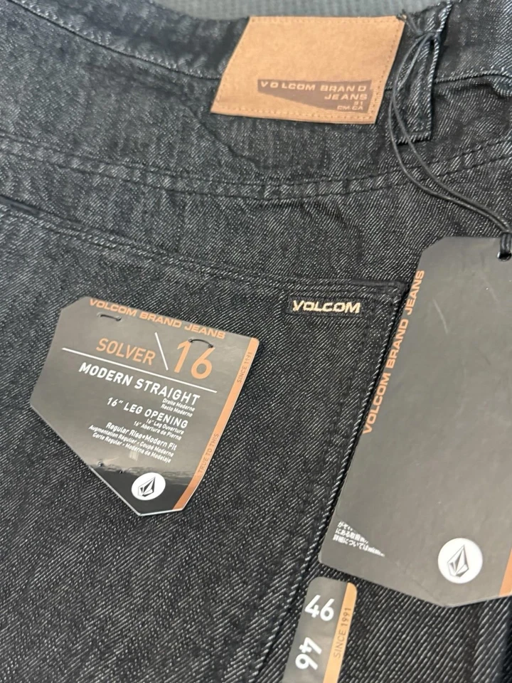 Volcom Solver Rigid Denim Jeans - 46x32 Modern Fit Regular Rise 16” Leg Opening - Image 4 of 4