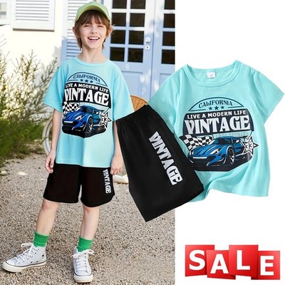 Newborn Toddler Infant Kid Baby Boy Clothes Print T-shirt Top+Shorts Outfits Set