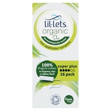 Lil Lets 16 Organic Non Applicator Tampons Super Plus