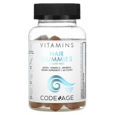 2 X Codeage, Vitamins, Hair Gummies, Sugar Free, Biotin, Vitamin C, Minerals, St