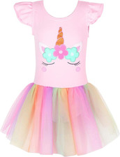 Unicorn Ballet Leotard with Tutu Skirt for Toddler Girls Dance Outfit