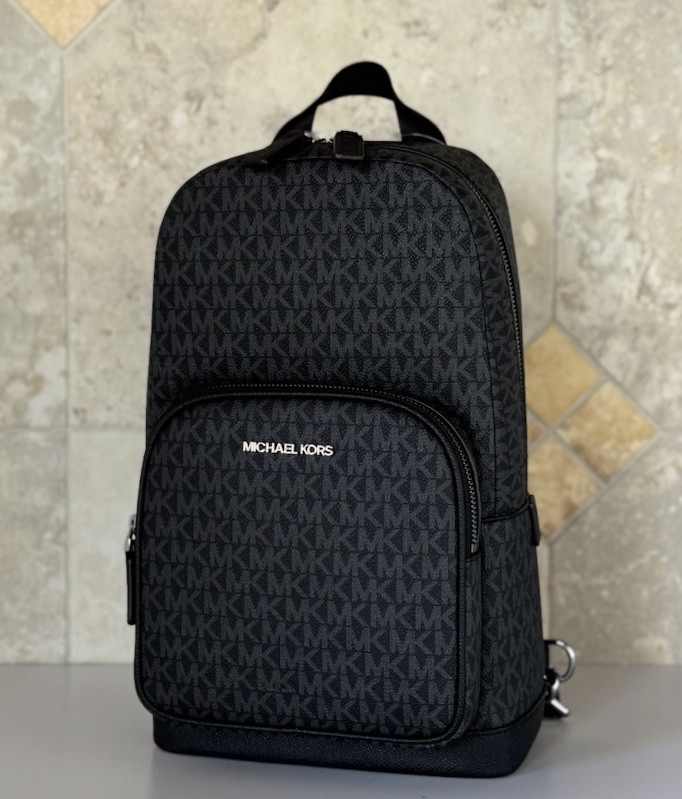 MICHAEL KORS COOPER COMMUTER SLING PACK BACKPACK MK BLACK | eBay