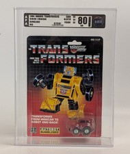 1984 Hasbro G1 Transformers Red Bumblebee AFA Graded 80  Bubble Cracked  Carded