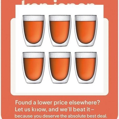 BODUM Glass Cup Tumbler PAVINA Double Wall Glass 350ml Set of 6 Insulates