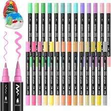 28 Pastel Colors Dual Tip Acrylic Paint Markers, Brush Tip and Fine Tip Acrylic