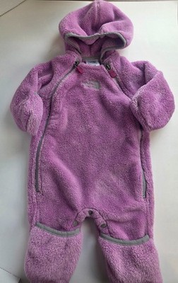 The North Face Fleece Bunting One Piece Infant 0-3 Month Purple Hooded Dbl Zip