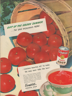 1948 Campbell's Tomato Soup Gift of The Golden Summer Bushel Basket Print Ad