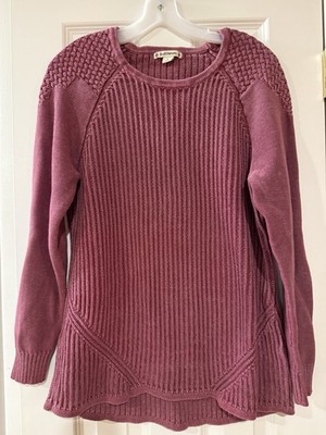 Ruff Hewn cranberry Knit Long Sleeve Women s Sweater Size Large  100% Cotton