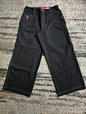 JNCO Men's Jet Black Wide-Leg Denim Jeans Sz 36