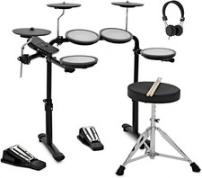 VISIONDRUM Electronic Drum Kit with Stool and Headphones, Black