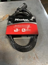 8364D Lot of (2) 60 inch Black Steel Keyed Cable Locks Master Lock