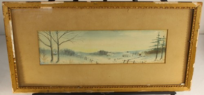 #ad #ad Antique Painting Miniature Painting Snow Farm Barn House Signed CLARKE Framed $99.99